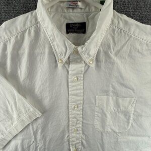 Gitman Bros Oxford Pinpoint Button-Down USA 17.5 Cotton Short Sleeve White